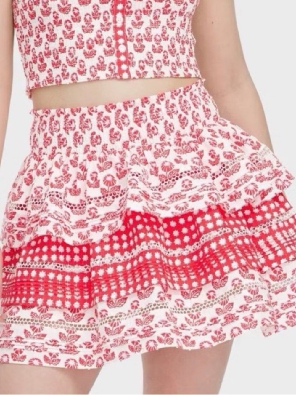 Roller Rabbit Red & White Ruffle Mini Skirt - Picture 1 of 3